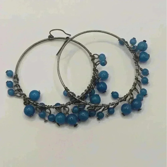 Silver and Turquoise color earring bundle - lot of three silvertone earrings - Picture 5 of 6